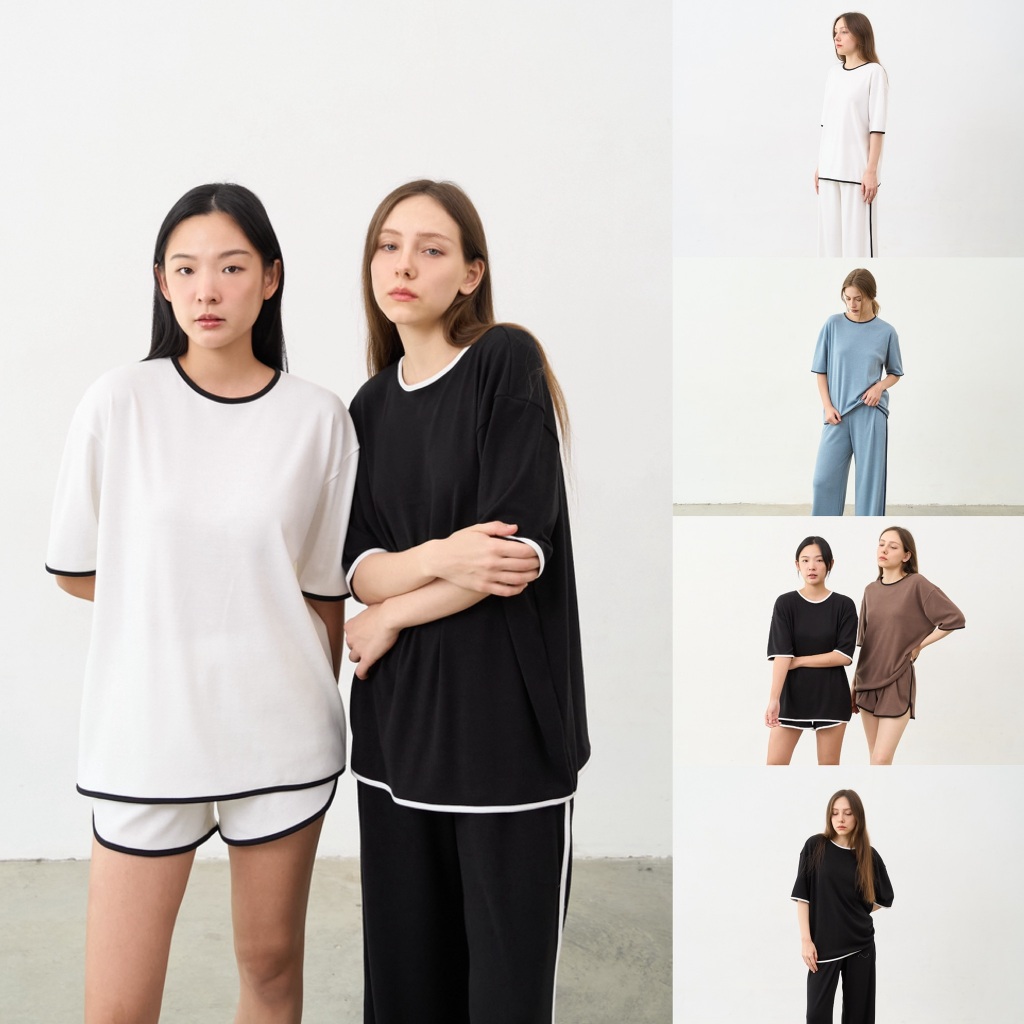 picht Hem Knit Ground tee เสื้อแขนสั้นกุ้นขอบ ทรง Oversize