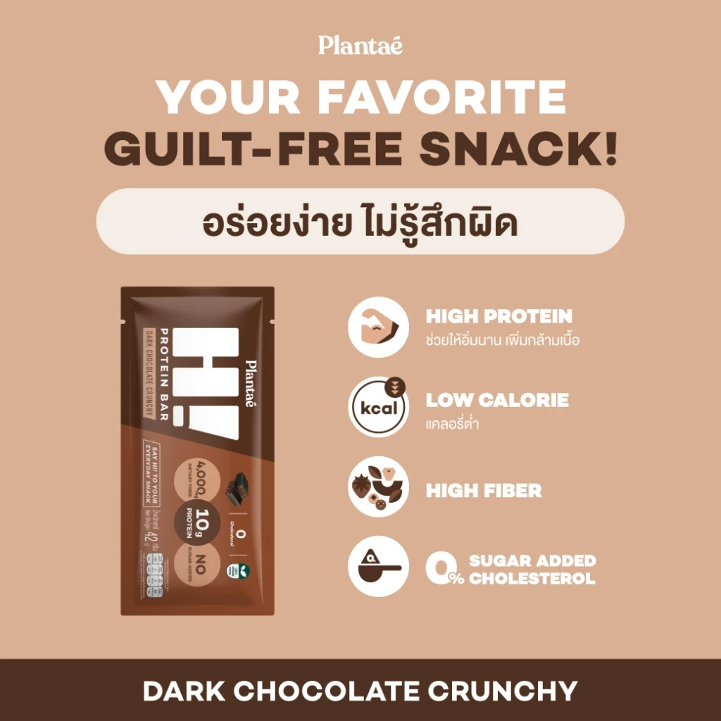 Plantae Hi Protein Bar : โปรตีนจากพืช โปรตีนบาร์ ขนมคลีน ไม่เติมน้ำตาล โปรตีนพืช plant based thumbnail 4