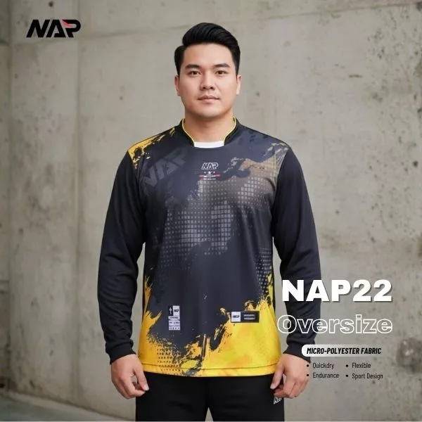 NAP22 เสื้อกีฬาแขนยาว ผ้าไมโคร ไซส์ 5XL-7XL