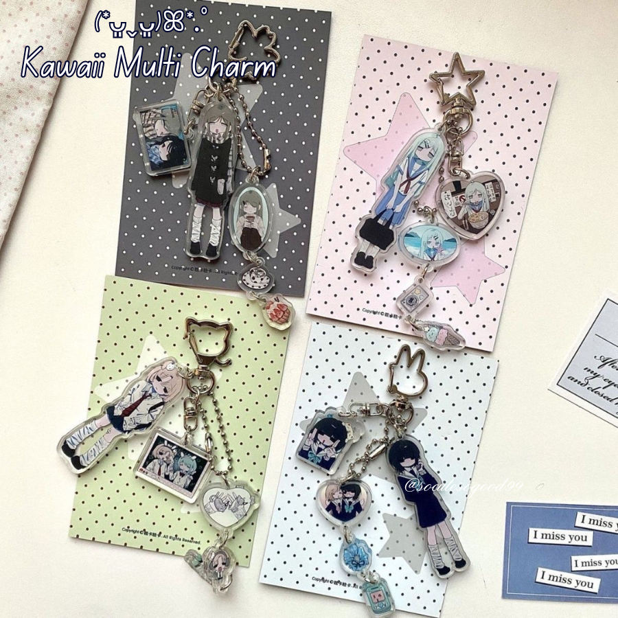 Kawaii Multi Charm พวงกุญแจ อะคริลิกหลายจี้ สไตล์ญี่ปุ่นคิวท์ ห้อยกระเป๋าแล้วน่ารักมาก (*ᴗ͈ˬᴗ͈)ꕤ*.ﾟ