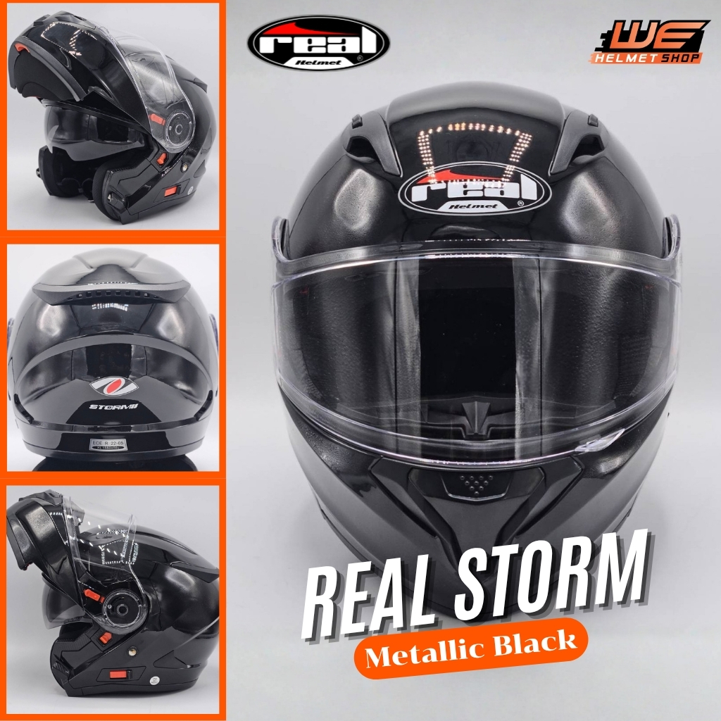 REAL รุ่น STORM หมวกกันน็อคแบบยกคาง ชิลด์2ชั้น ติดบลูทูธได้ !!