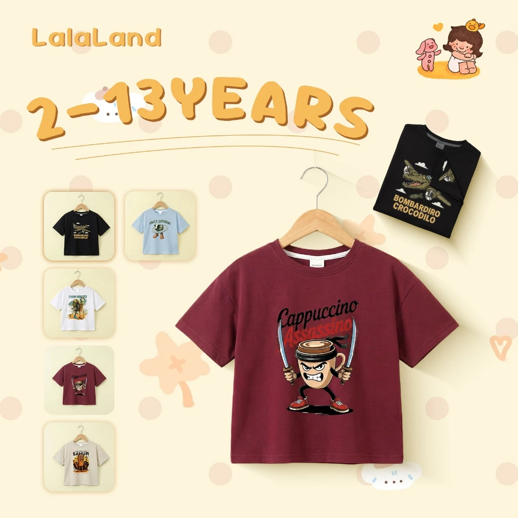2-12 ปี เสื้อเด็กผู้ชาย เสื้อยืดตลกๆ พิมพ์ลายการ์ตูน เสื้อเชิ้ตแขนสั้นแฟชั่นสำหรับเด็กผู้ชาย สไตล์เกาหลี