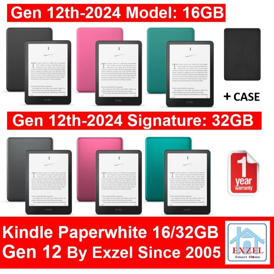 Amazon Kindle Paperwhite Gen 12 2024 1 Year Warranty เครื่องอ่านหนังสือ จอ 7 นิ้ว กันน้ำ IPX8