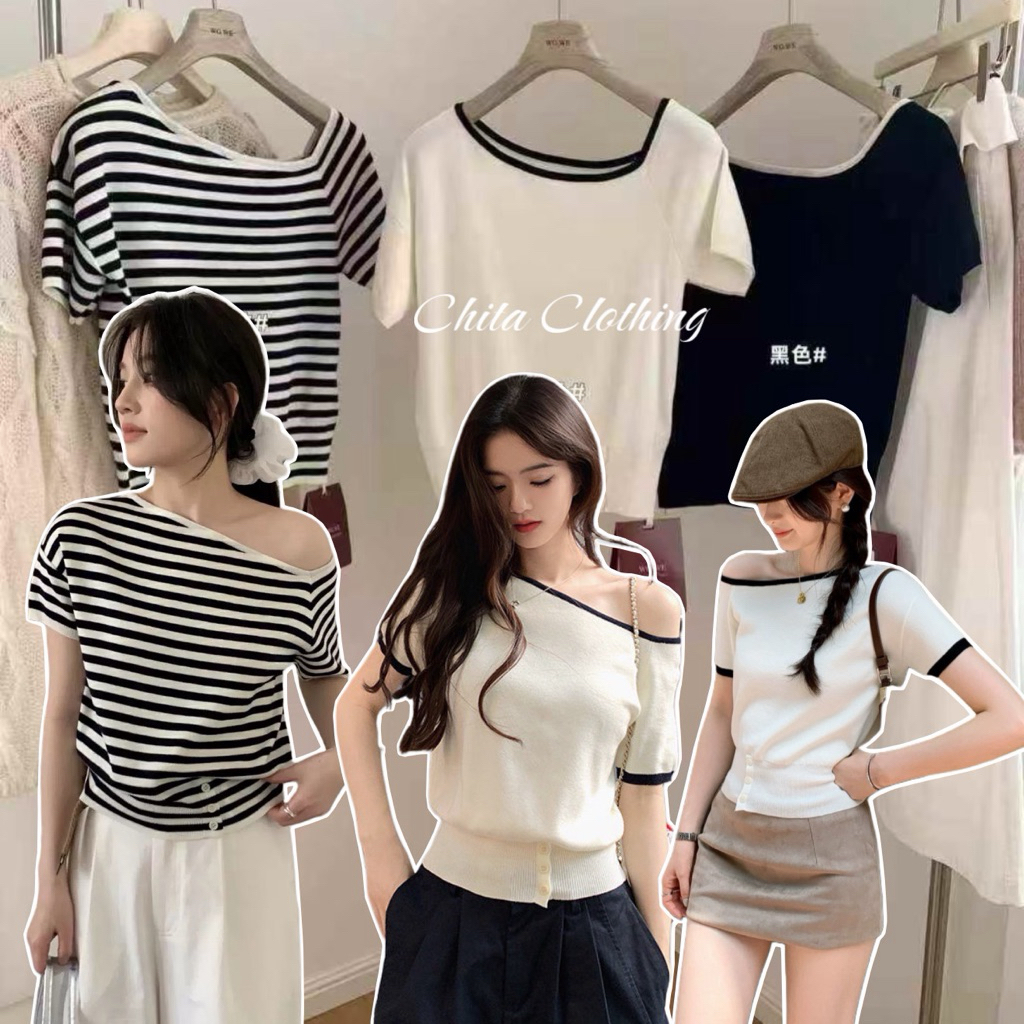 📍พร้อมส่ง📍8846 เสื้อไหมพรม คอกว้าง เนื้อผ้าไหมพรม เนื้อผ้า ยืดหยุ่นได้เยอะ จะใส่เป็นเปิดไหล่ก็ดูเซ็กซี่ TAG:WG.WE 🇰🇷