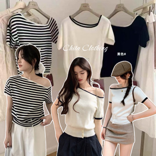 📍พร้อมส่ง📍8846 เสื้อไหมพรม คอกว้าง เนื้อผ้าไหมพรม เนื้อผ้า ย…