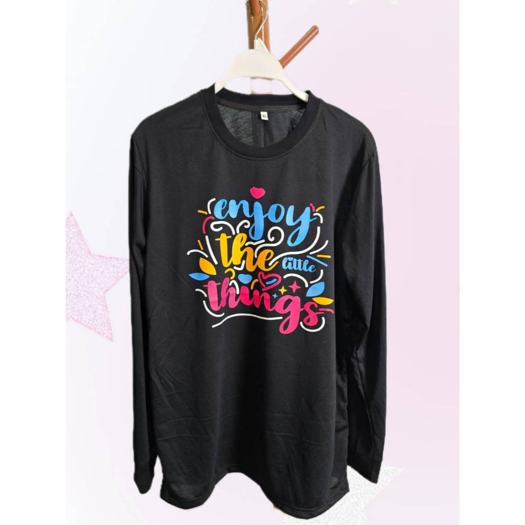 เสื้อแขนยาวสกรีนลายผ้าคอทตอลใส่สบาย