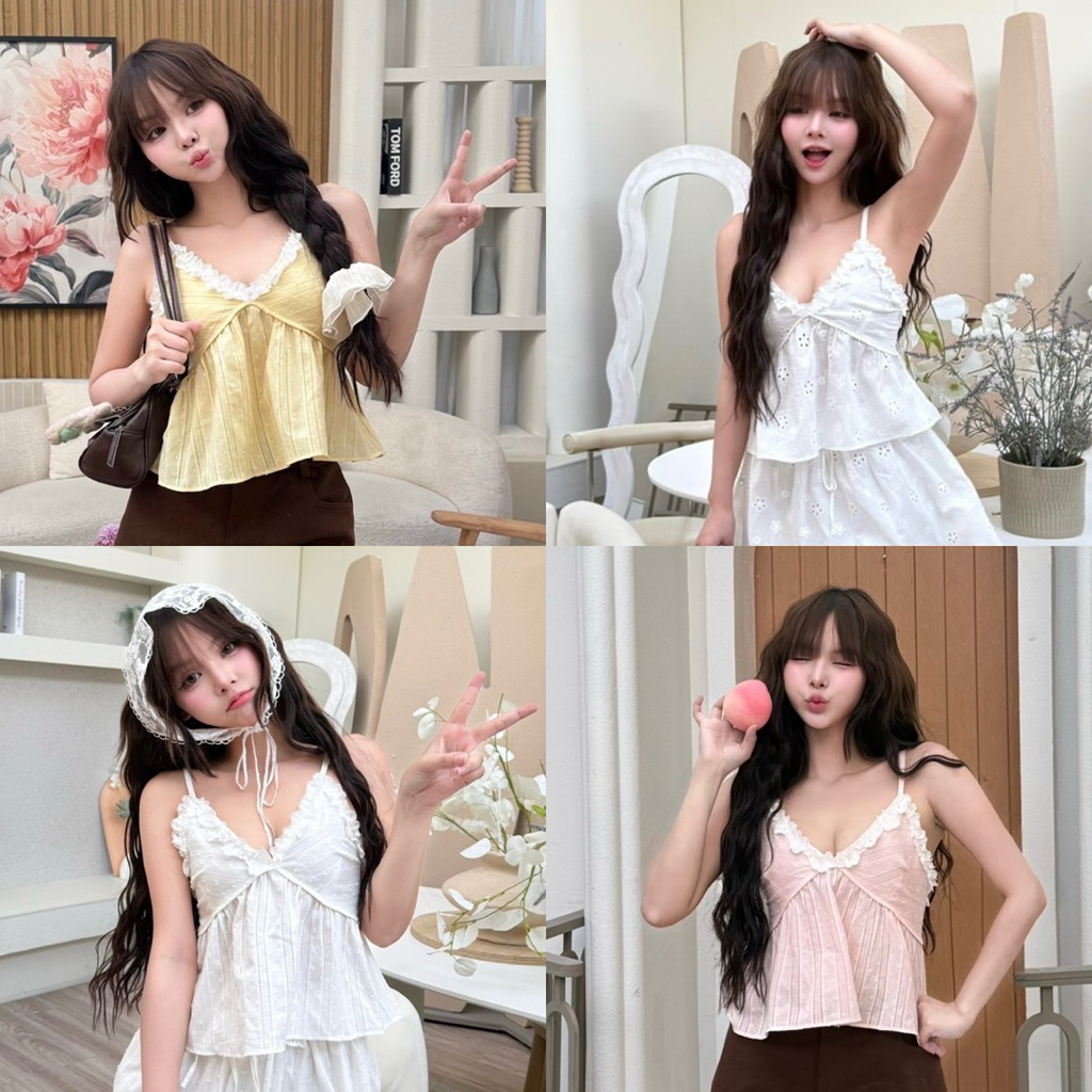 Nusa style เสื้อสายเดี่ยวแต่งลูกไม้