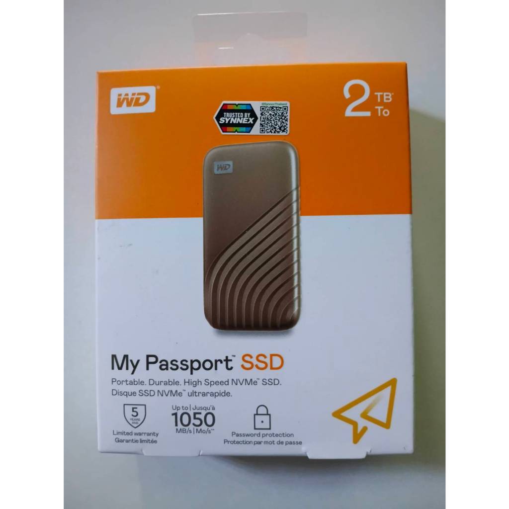 2TB PORTABLE SSD (เอสเอสดีพกพา) WD MY PASSPORT SSD Read 1050 MB/s Write1000 MB/s พร้อมอุปกรณ์ Cable : USB-C