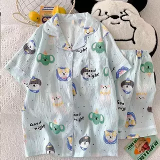 ชุดนอนผ้าไหมญี่ปุ่น ใส่สบาย แขนสั้น ขาสั้น แต่งลายการ์ตูนสุดน่ารัก อก44นิ้ว มีหลายลาย