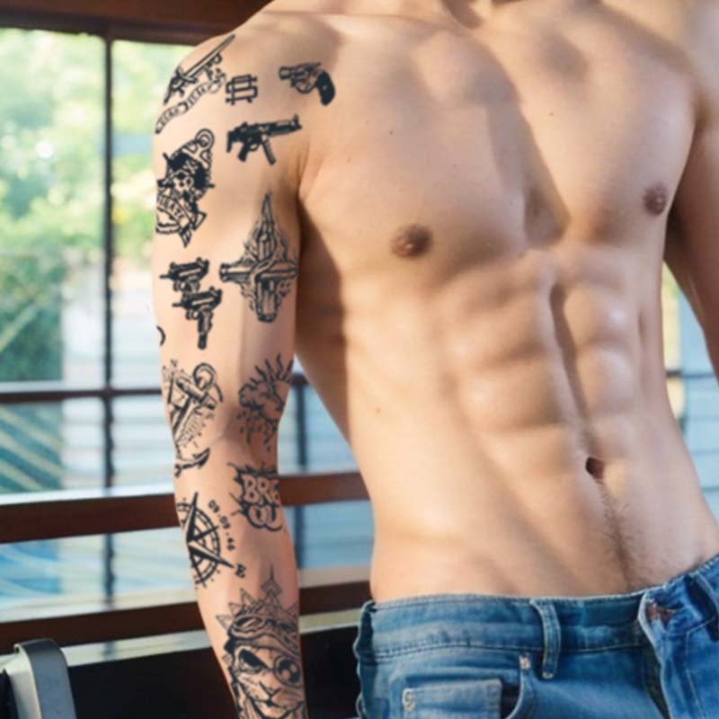 สติกเกอร์รอยสักชั่วคราวจากสมุนไพร สำหรับแขน กันน้ำ ติดทนนานถึง 15 วัน; รอยสักขา ดีไซน์เก๋ไก๋ ราคา ถูกที่สุด ดีลบีเคเค แกลเลอรีภาพที่ 3