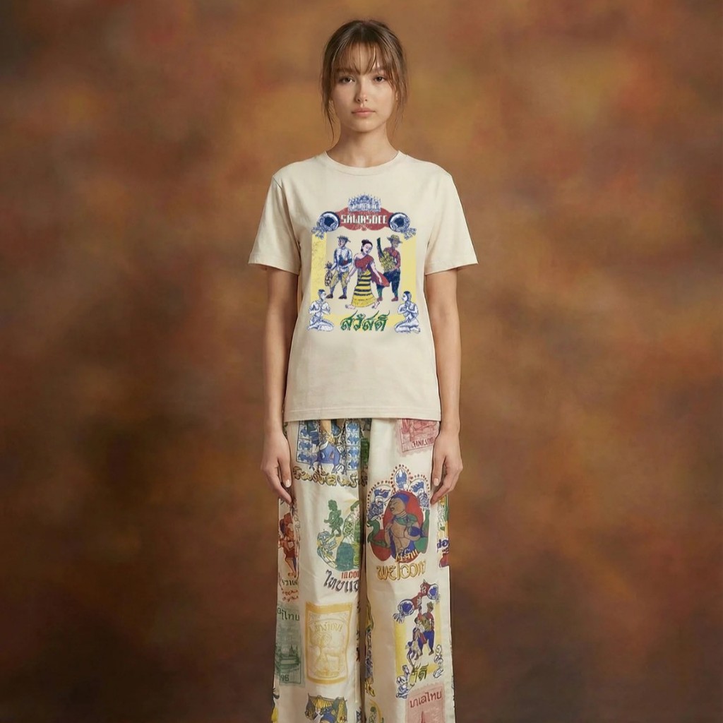 Tohns Sawasdee  T-Shirt สกรีนลายสุดฮิต “SAWASDEE” ผสมความเท่แบบสตรีทเข้ากับกลิ่นอายไทยร่วมสมัย