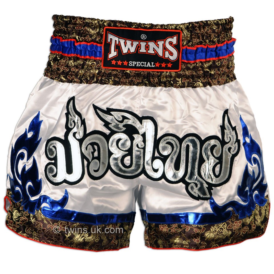 Twins Muay Thai Shorts White กางเกงมวยไทย