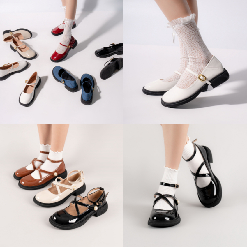 Mellowco รองเท้าแมรี่เจน Mary Jane หนังแก้ว/ยีนส์ สูง 1.5 นิ้ว รุ่น Call Me Daycie