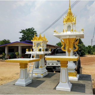 ศาลพระภูมิ รุ่น มาลัย 3 ชั้น ยอดสูง เสาพญานาค เจ้าที่ทรงยกพื…