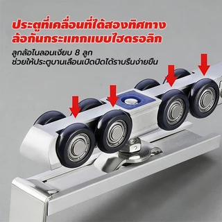 ล้อรางแขวน อุปกรณ์ประตูบานเลื่อน ล้อเลื่อนประตู SOFT-CLOSEแบบโลหะ เงียบราบลื่น จัดเซทรางประตูสำหรับประตูหน้าต่างบานเลื่อ