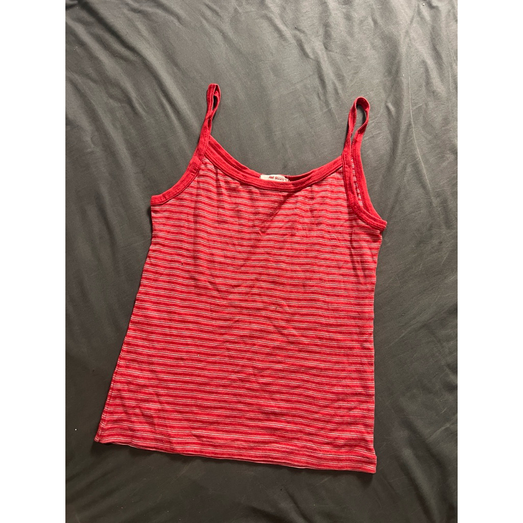 สายเดี่ยว มือสอง ป้าย Ami bisser อก32-34 สีแดง ลายทาง