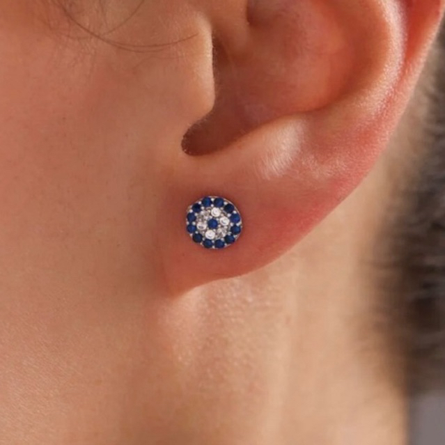 ต่างหูเงินแท้ จี้เงินแท้สัญลักษณ์ evil eyes จากตุรกีปกป้องสิ่งชั่วร้ายนำความโชคดีแก่ผู้สวมใส่