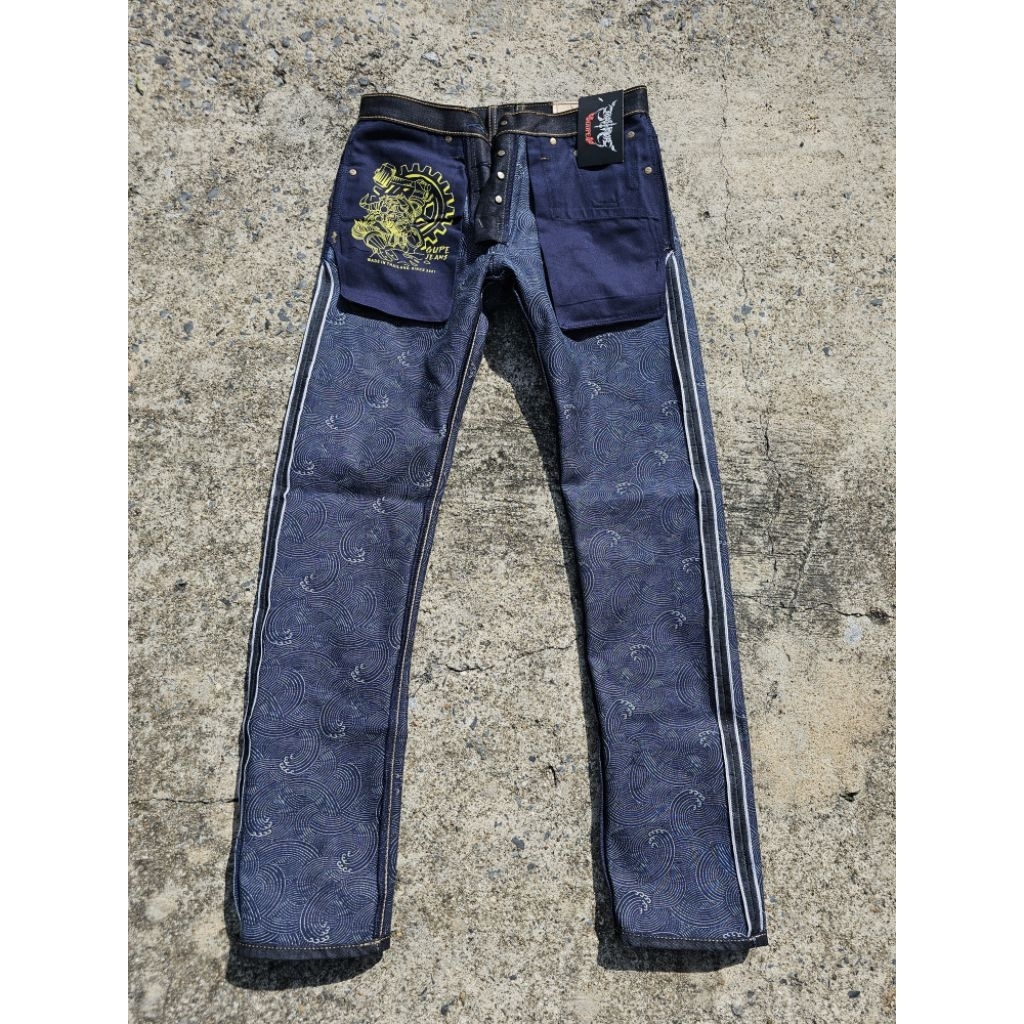 ยีนส์กรูปรี GUPE 14Oz. กระบอกเล็ก,ตรง,ใหญ่ หลังผ้าลายน้ำทะเล อาร์คซ่อน สีมิดไนท์