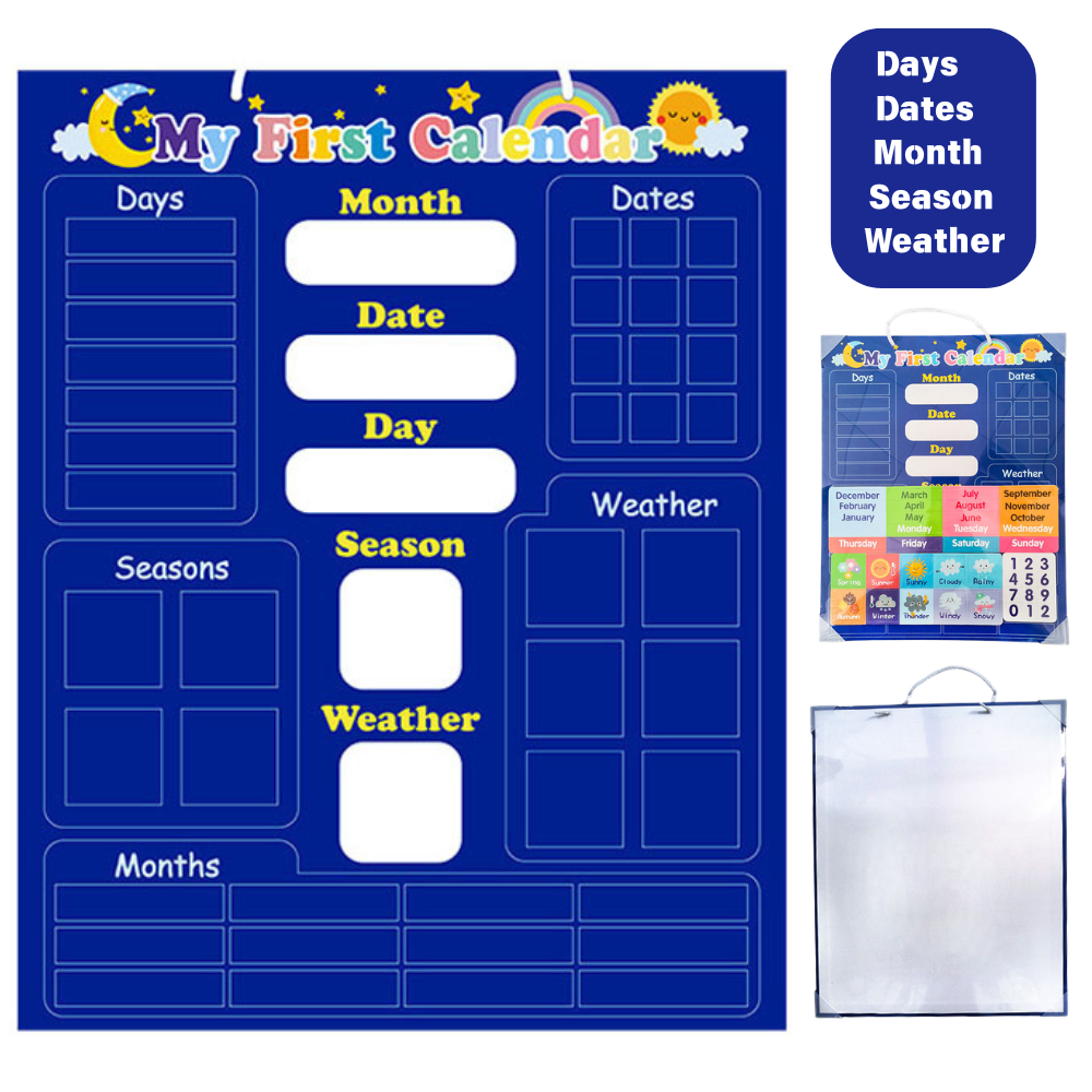 Day Dates Season Month Weather Magnetic Sticker Daily Calendar for Kids Baby Preschool English Educa