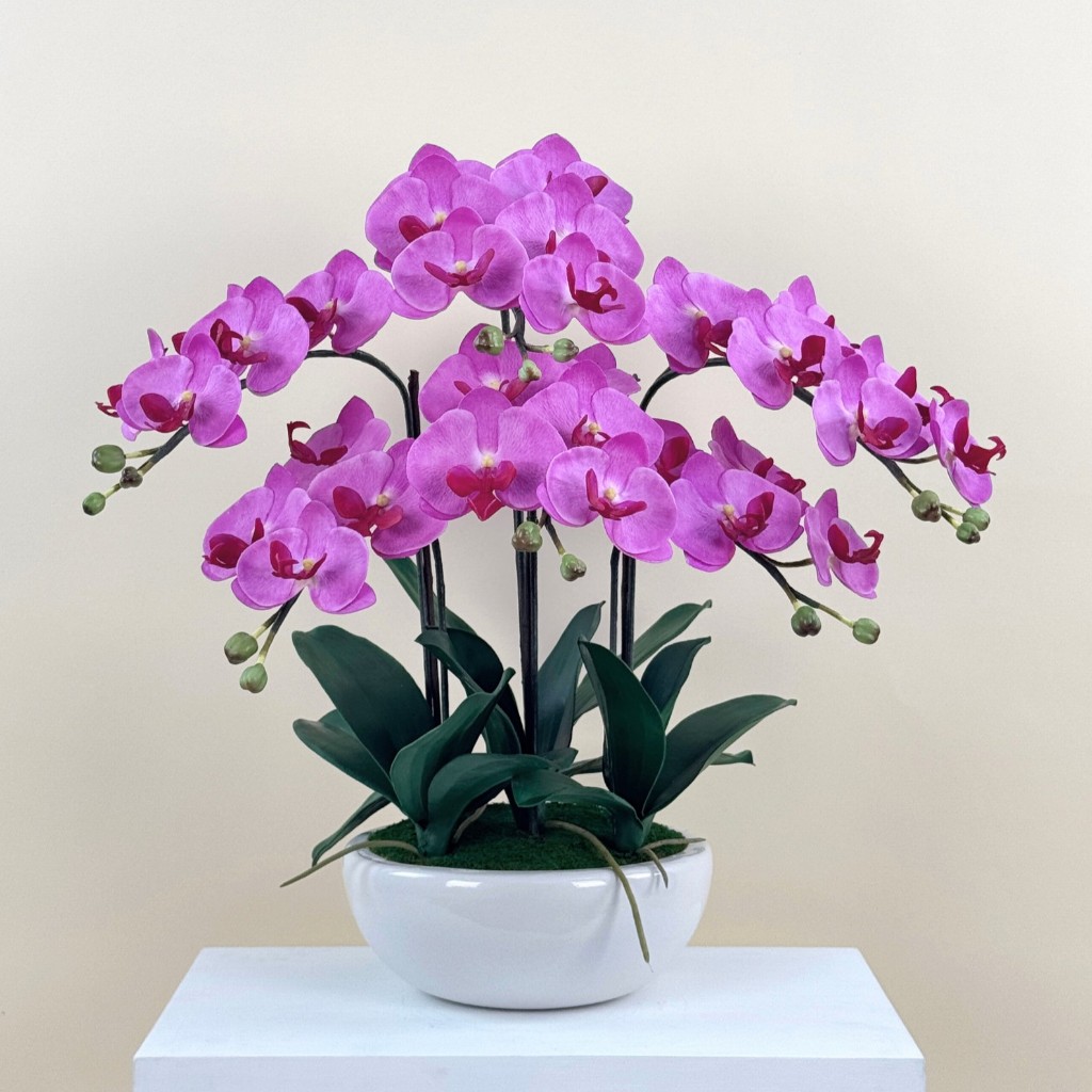 กระถางกล้วยไม้ปลอม ดอกไม้ปลอมตกแต่งบ้าน