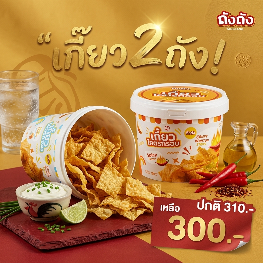 เกี๊ยวถังถัง เกี๊ยวโคตรกรอบ หอม กรอบ อร่อย TANGTANG COKY ขนาด180g [ไม่มีซอส]