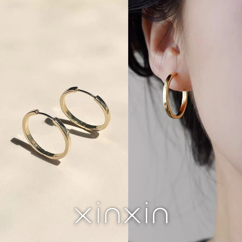 XINXIN พร้อมส่งจากไทย ต่างหูเงินแท้ S925 ต่างหูห่วงสไตล์เกาหลี33