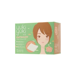 YukiYuki Pure Cotton Puff 80 แผ่น/กล่อง (1แถม1)