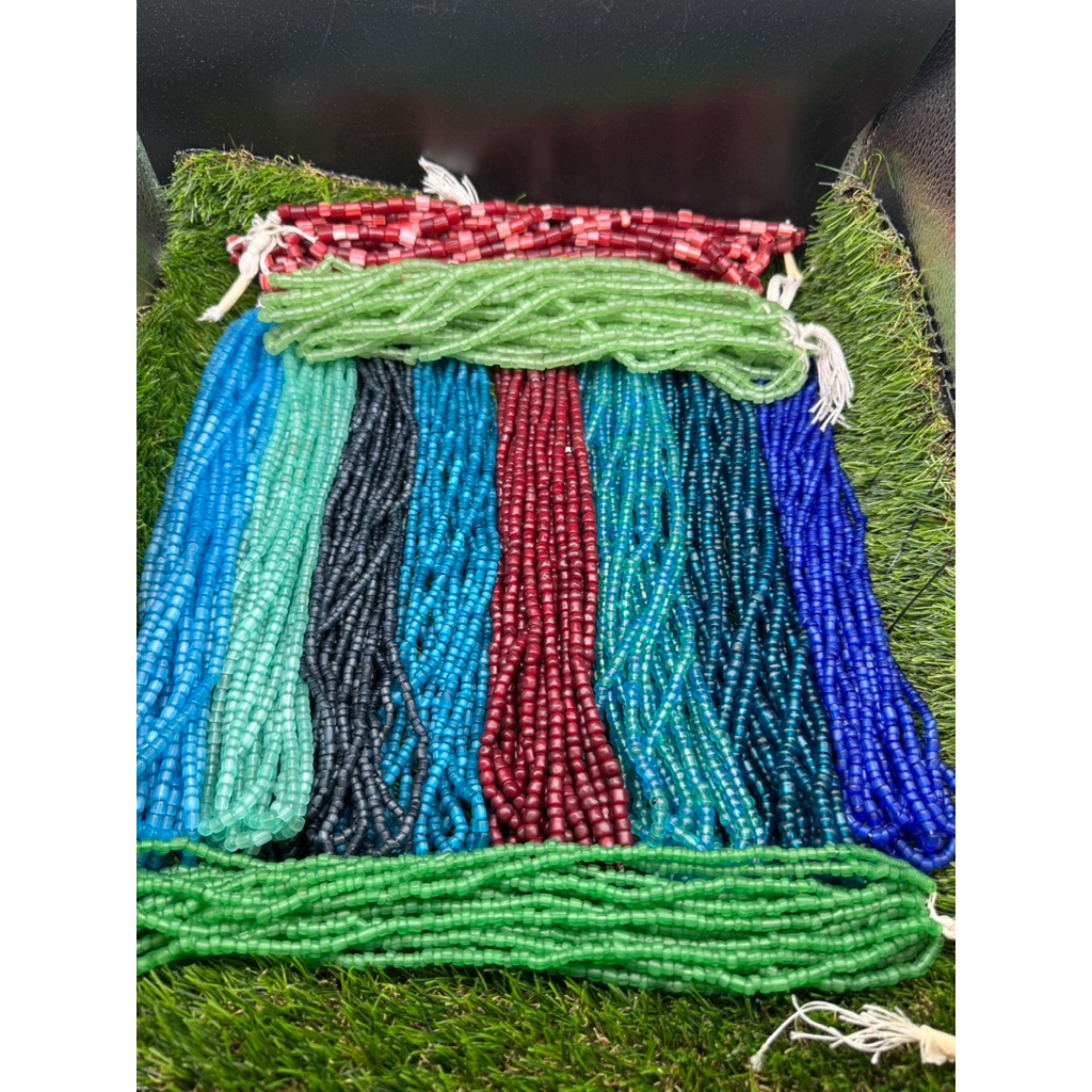 Antique Glass Trade Beads Strand | Vintage Short Cylindrical Glass Beads | Old Style Jewelry Making 