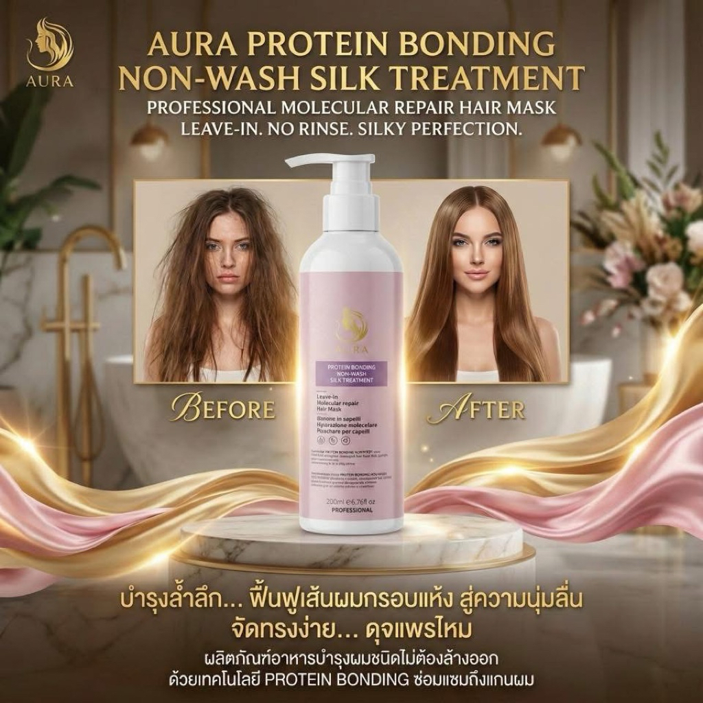 อาหารผมออร่า บำรุงผมหลังสระ  Aura  silk treatment