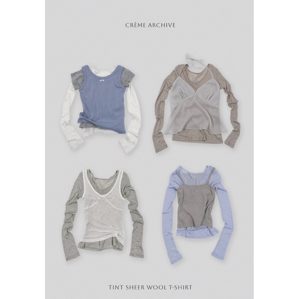 พรีออเดอร์ [CRÈME ARCHIVE] Tinted Sheer Wool T-shirt / Layered Tee สินค้า made in Korea รอพรี 3-4 วีคการันตีคุณภาพดี