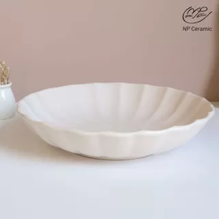 [ลดสูงสุด 80%] NP Ceramic จานเซรามิค จานเปลือกหอยสีครีม สวยหรูดูแพง