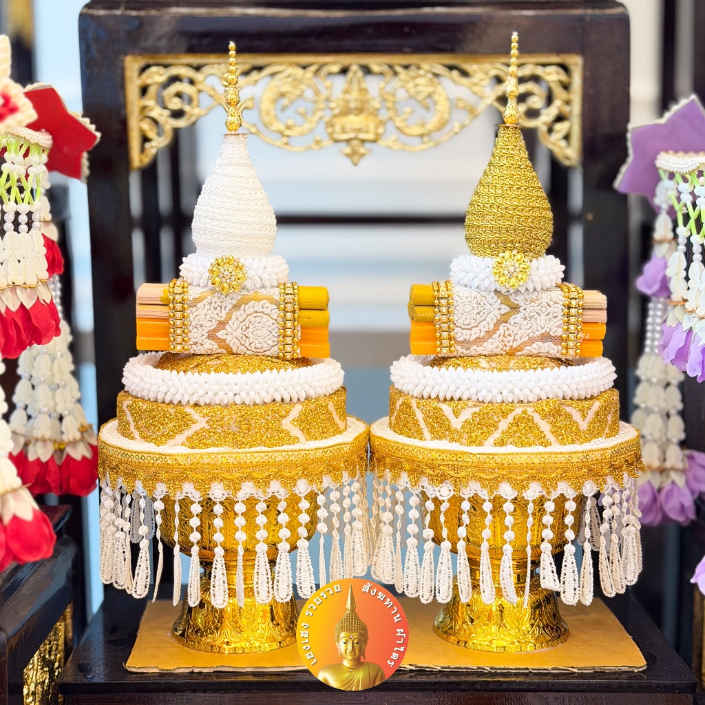 พานขมา รุ่นพรีเมี่ยม งานประณีต พานขอขมา เทียนแพ ลาบวช งานบวช ขอขมาผู้ใหญ่ พานธูปเทียนแพ (1 พาน)