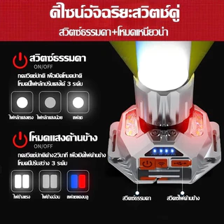 【รับประกัน 10 ปี】ไฟฉายคาดหัวแท้ ไฟฉายคาดหัว ไฟส่องกบ แหล่งแสง4สี กันน้ำ แบตอึด48-72ชม 1เครื่องหลายใช้ ไฟฉาย ไฟสายคาดหัว