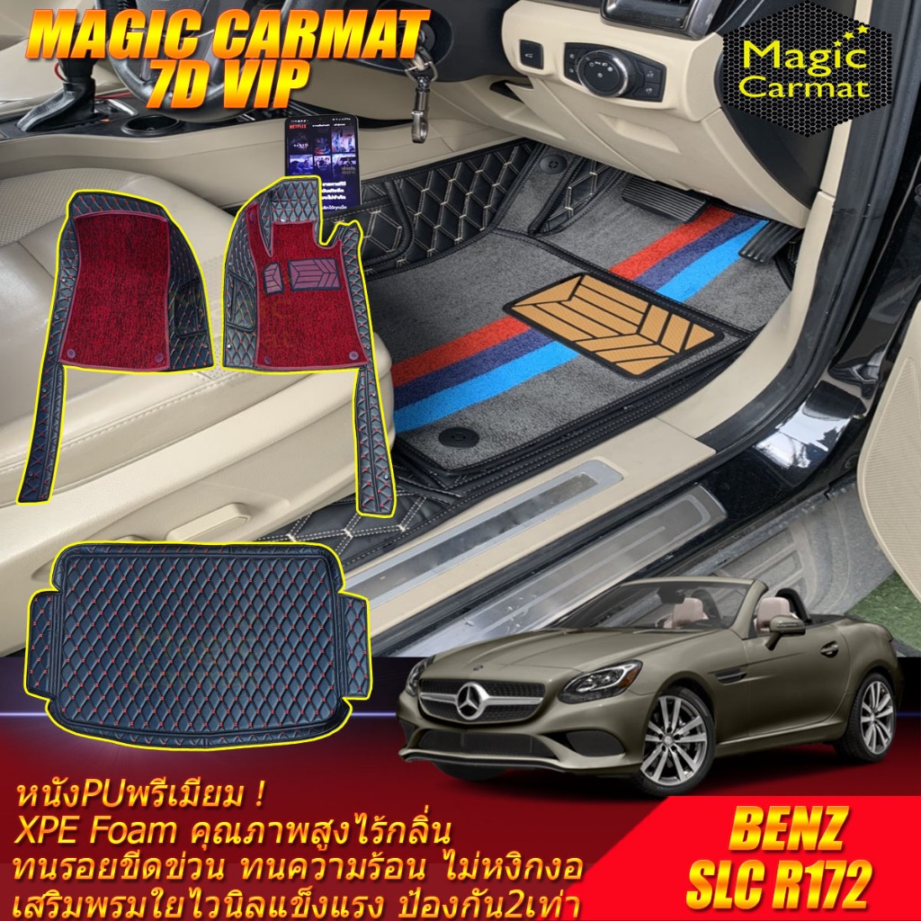 Benz SLC R172 Convertible 2016-2020 เต็มคันA (ห้องโดยสาร+ท้ายรถA) พรมรถยนต์ SLC300 SLC43 พรม7D VIP M