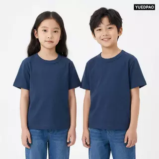 Yuedpao Kids Oversized Timeless 2026 เสื้อยืดเด็กโอเวอร์ไซส์ ผ้าหนายับยากรีดง่าย เสื้อเด็กสีพื้น ทรงหลวม Set Dark Tone