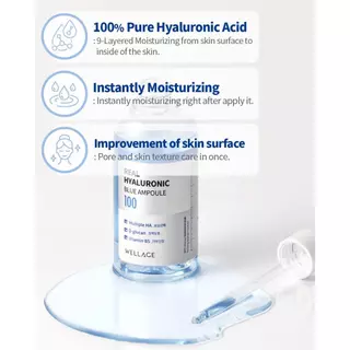 แท้💯ส่งไว🚀 WELLAGE REAL HYALURONIC BLUE 100 AMPOULE 60ml เซรั่มเติมน้ำ ผิวชุ่มชื้น เปล่งปลั่ง กลาสสกิน