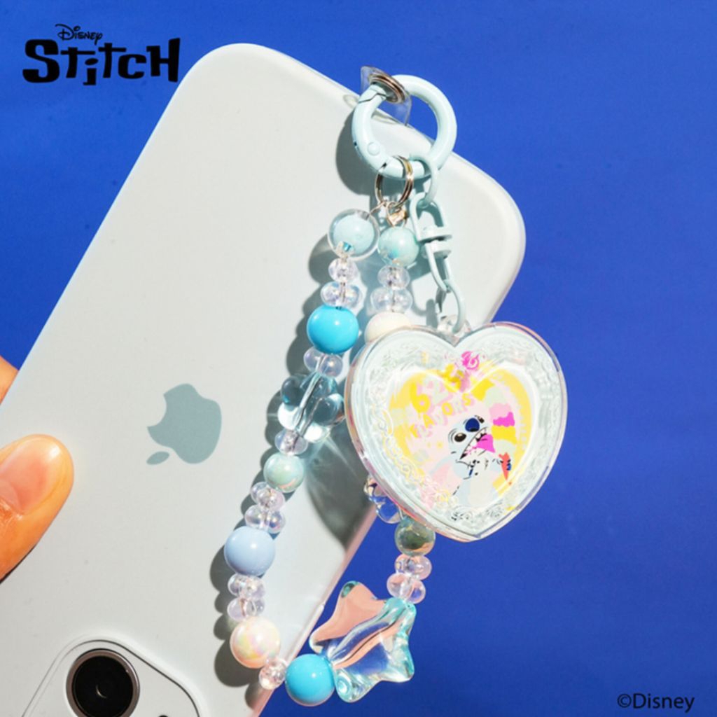 (ลิขสิทธิ์แท้) สายห้อยมือถือ พวงกุญแจลูกปัด Stitch & Angel หัวใจอะคริลิคใส จี้ห้อยกระเป๋านักเรียน ของขวัญวันเกิด ราคา ถูกที่สุด ดีลบีเคเค แกลเลอรีภาพที่ 6