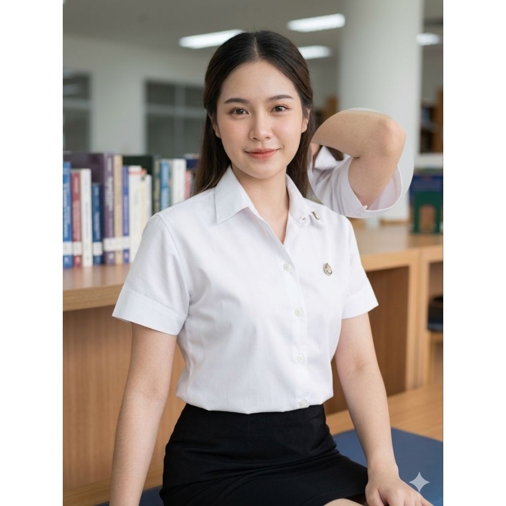 เสื้อนักศึกษาหญิง ทรงเข้ารูป ผ้าหนาไม่บาง ไซส์ S-9XL ส่งฟรี