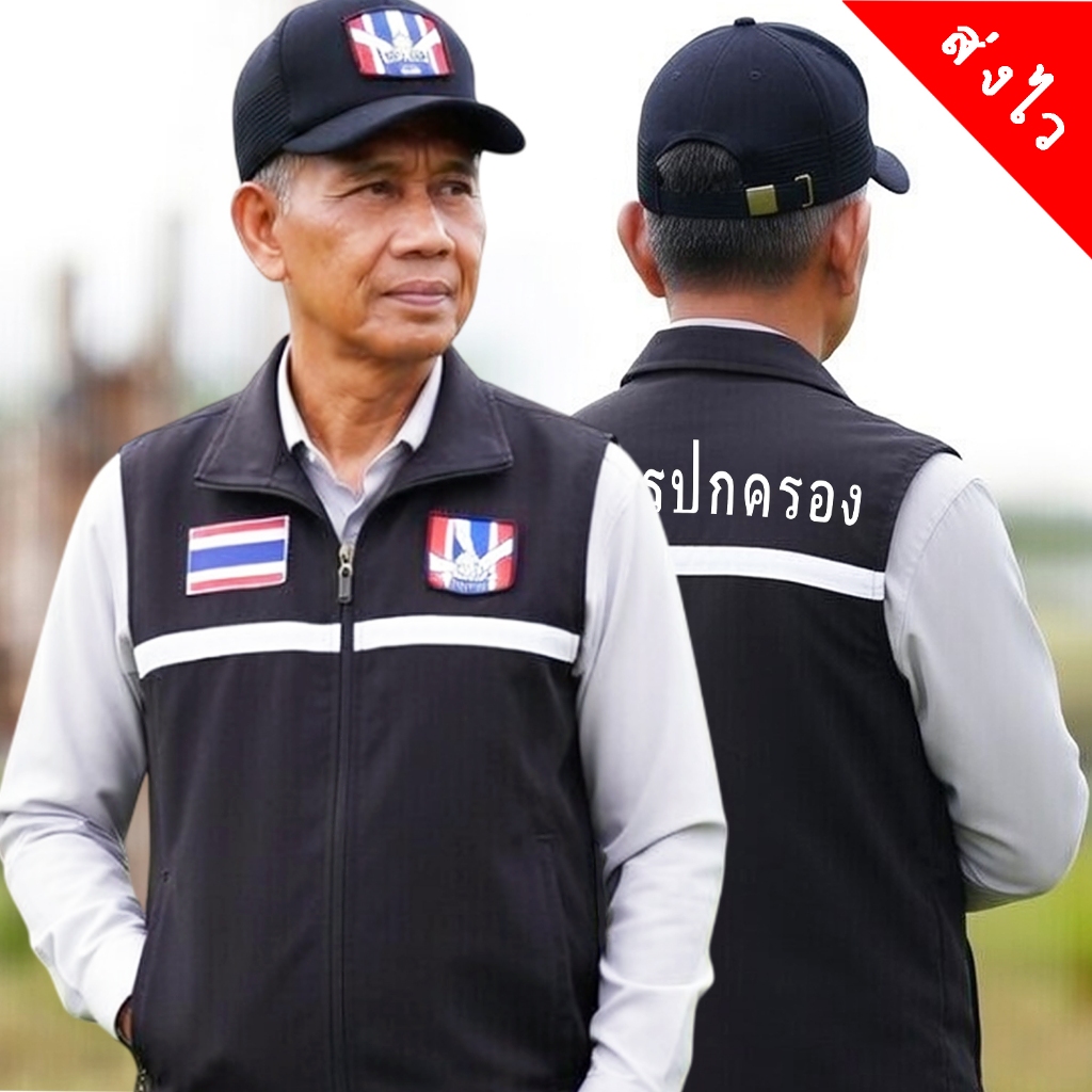 เสื้อกั๊กชรบ.ผ้าบางมาก ใส่สบาย ไม่ร้อน งานสกรีน มีแถบสะท้อนแสง รับประกันงานสกรีน