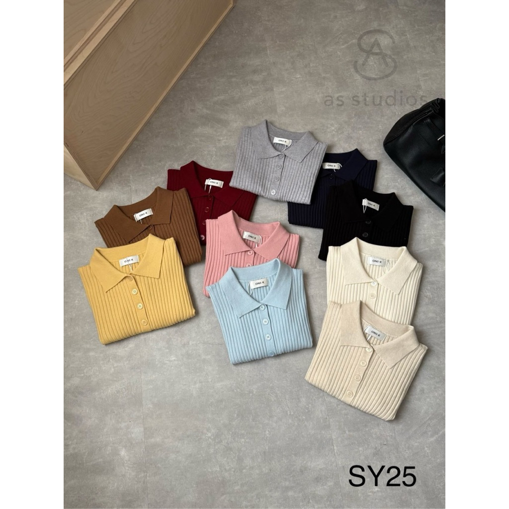 ONE-K เสื้อเชิ้ตไหมพรมกระดุมหน้า