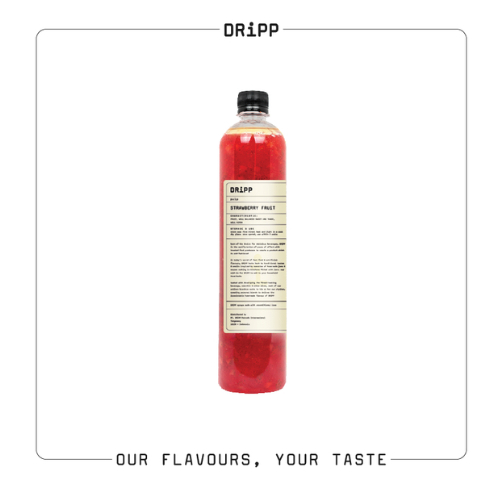 DRiPP Strawberry Fruit Pulp 760 ml สตรอเบอร์รี่ ฟลุต พัลพ์ ไซรัป (น้ำเชื่อมผสมเนื้อสตรอเบอร์รี่) (ตรา ดริพ)