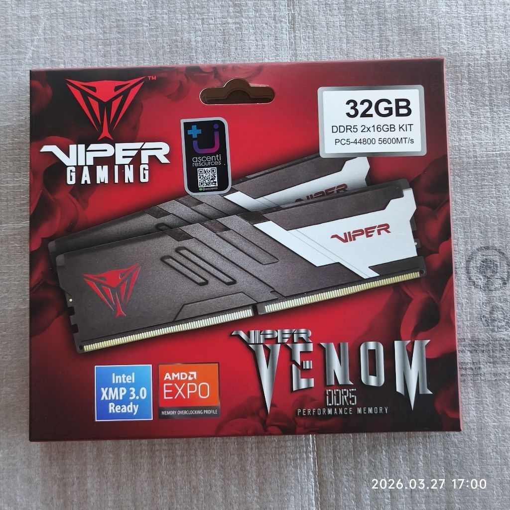 RAM DDR5 32GB 16x2 5600MHz ประกัน Ascenti