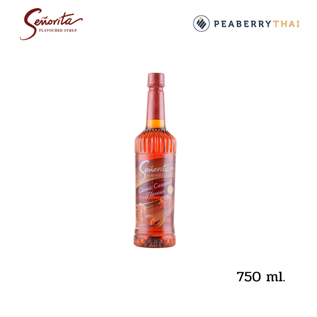 SENORITA Classic Caramel Syrup 750 ML. น้ำเชื่อมแต่งกลิ่นคลาสสิค คาราเมล ขนาด 750 มล.