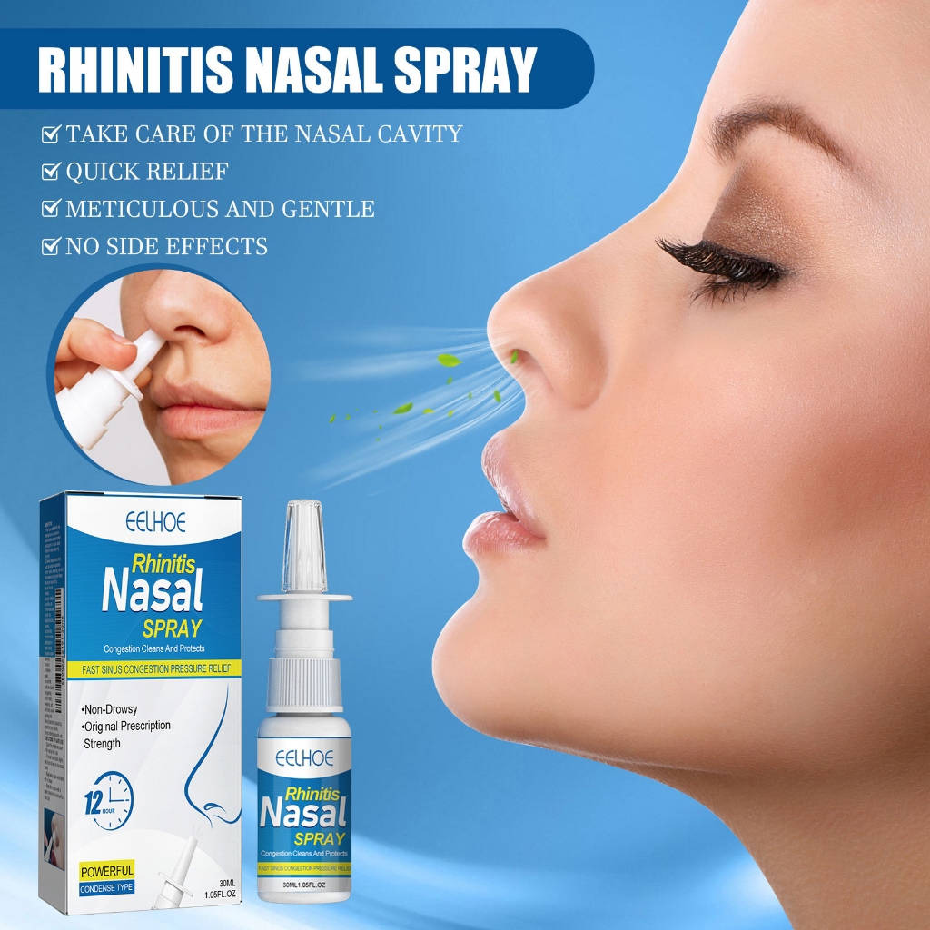 EELHOE nasal spray สำหรับผู้ใหญ่และเด็ก เพื่อบรรเทาอาการคัดจมูก คัดจมูก จาม และสเปรย์ดูแลจมูก.30ml