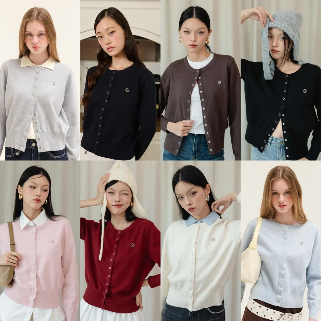 CHUUCHOP - Gummy Cardigan คาดิแกนแขนยาว แต่งกระดุมยาว(C8365)