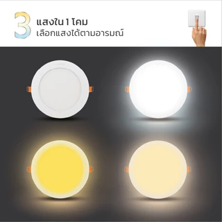 LAMPTAN โคมไฟ LED DOWNLIGHT ULTRA SLIM COLOUR SWITCH DIFFER 3แสงในโคมเดียวเปลี่ยนแสงด้วยสวิตช์ไฟ