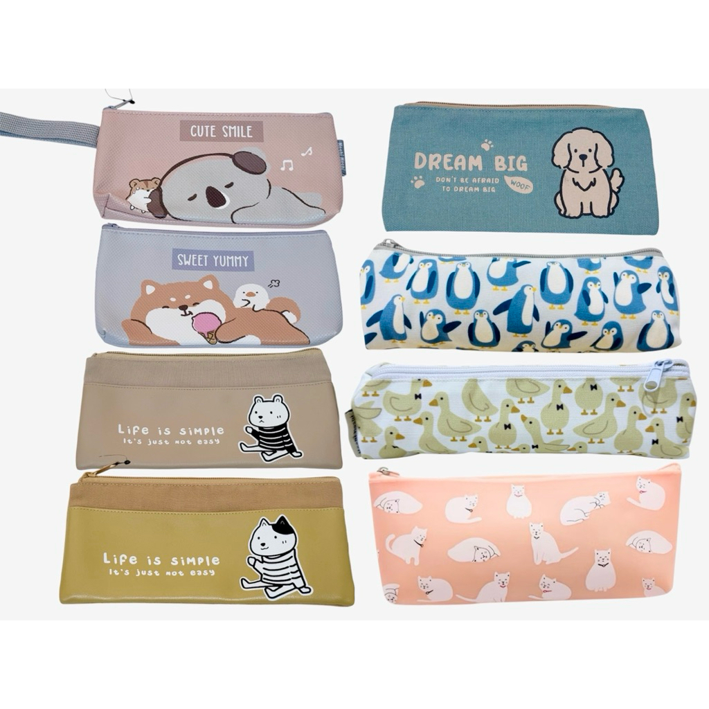 กระเป๋าดินสอลายสัตว์น่ารัก MoshiMoshiสีพาสเทลละมุนสุดๆ จะใช้ใส่เครื่องเขียน หรือพกเครื่องสำอางก็ได้