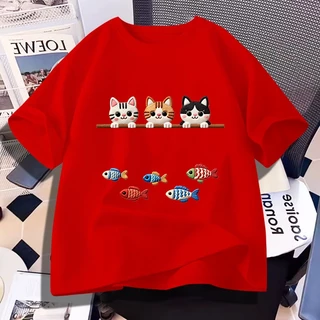 D1375เสื้อยืดแขนสั้น ผ้านุ่มยืดได้ใส่สบายฯ ลายแฟชั่นนานาชาติ ปลีก-ส่ง