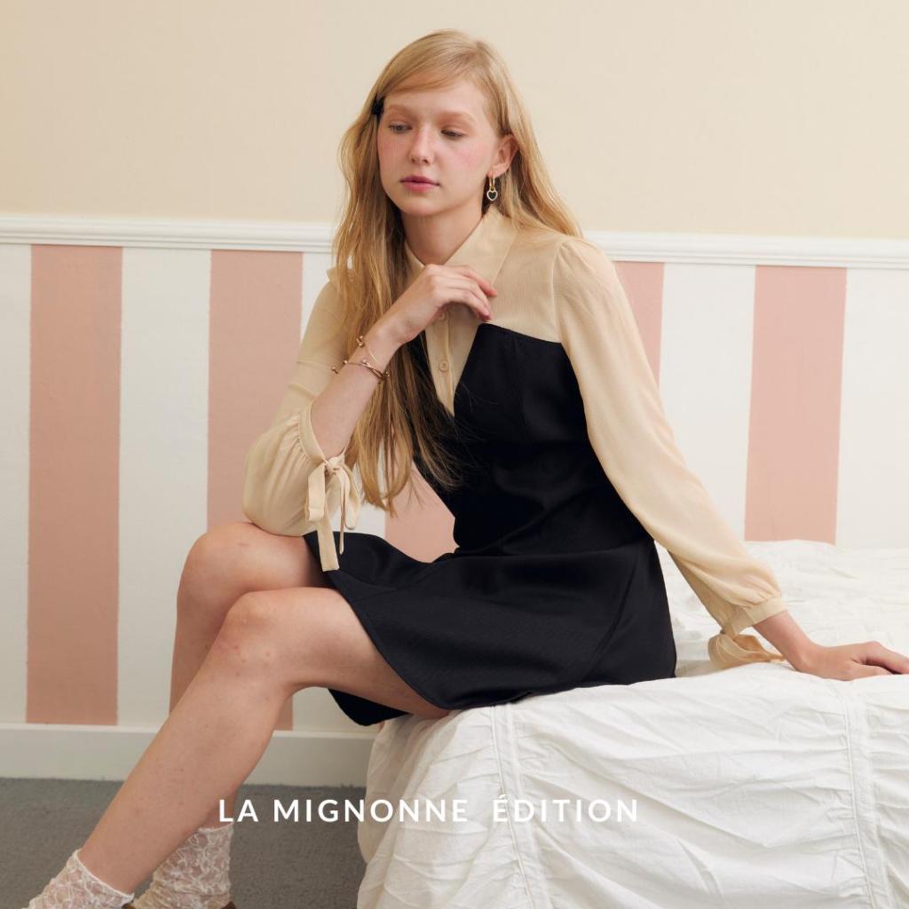 La Mignonne (XS-4XL) Davikah Mi Dress เดรสใส่ทำงานแขนยาวดีเทลผูกโบว์ปลายแขน งานซิปด้านข้างสวยเก๋ไม่เหมือนใคร