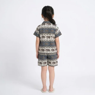 ชุดฮาวายเด็กลายช้าง ชุดสงกรานต์ เสื้อฮาวายพร้อมกางเกง มีไซส์ให้เลือก